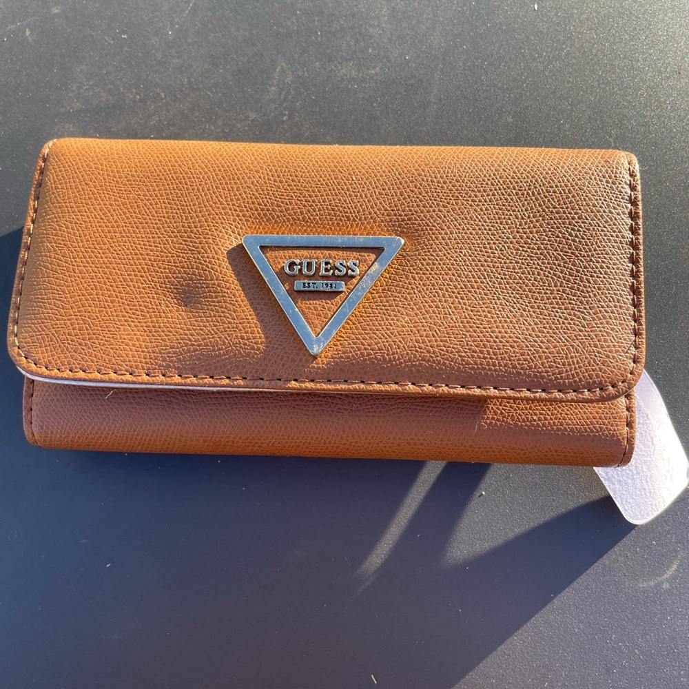 Guess Tan Leather Zip Wallet